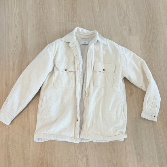 Aritzia Tops - Aritzia Tna Cozy Boyfriend fleece lined super soft button up Cream size 1
